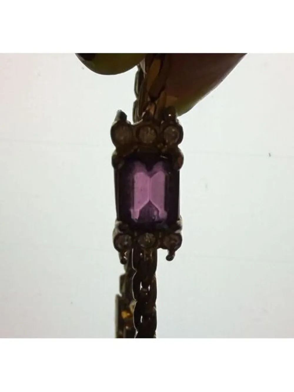 BRACELET Gold-Tone Bracelet with Purple Gemstone and Clear Rhinestones 7